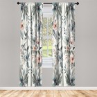  Birds And Nature Curtains  Muted 28 w X 63 l  pack Of 2  Blue Grey Dried Rose
