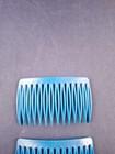 Vintage 1980 s Blue Goody Style Hair Combs Pair Plastic Retro  17