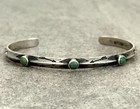 Old 30 s Vintage Navajo Turquoise Whirling Log Carinated Silver Bracelet 6 75 In