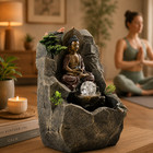 15 Inch Buddha Tabletop Water Fountain With Led Glass Orb