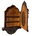 Victorian Eastlake Rosewood Wall Cabinet With Brass Floral   Mother Of Pearl Inl