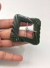 Beautiful Vtg Art Deco Deep Carved Green Bakelite Buckle