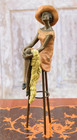 Bronze Sculpture Woman Statue Female Bar On Chair Dress Art Lady Decor Gift Home