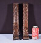 Pair Of 13  Tall Curved French Antique Solid Oak Wood Gothic Posts pillars