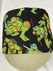 Men women Surgical Scrub Cap Lined Turtles Slime Green 100  Cotton