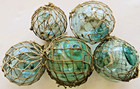 Japanese Blown Glass Floats 3-3 5  Lot Of 5 Antique Netted Fishing Usa Bz