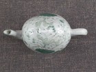 Vintage Unique Cadogan Puzzle Tea Wine Pot Green White Koi Fish Porcelain