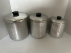 Vintage Spun Aluminum Kitchen Canister Set Of 3 Sugar Flour Coffee Retro