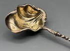 Antique Victorian Silverplate Shell Sauce Ladle Gold Wash Twist Handle  8   