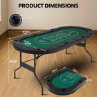 8 Player Poker Table Foldable  72 Inch Texas Holdem Casino Table With Padded Rai