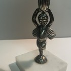 Vtg Vanity Mirror Hollywood Regency Style Silver-plated Cherub Marble Base Italy