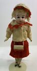 Antique Bisque Doll 1000 Small 9 1 2    Composition Body Old Red   White Clothes