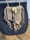 Vintage Native American Beaded Leather Medicine Bag Pouch Fringe Handmade  cpt 
