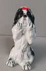 Vintage Ceramic Black   White Shih Tzu Dog Figurine Approx  6  Tall