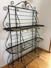 Antique 3 - Tier Wrought Iron Brass French Style Baker s Rack