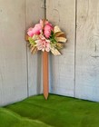Peony Memorial Cross  Cemetery Grave Decoration  Pink Grave