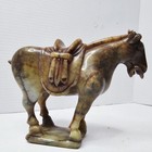 Carved Horse Statue Jade Agate Stone Antique Vintage Chinese Flaw On Tip Of Ear