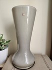 Vintage Cased Smoke Grey Over White Flared Top Glass Vase Made In Italy 12  Tall