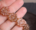 4 Czech Glass Flower Bead - 18mm Large Flower Bead - Smoky Topaz Luster Bloom