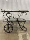 Vintage Fitz Bar Cart Metal Glass 3 Tier Rolling Serving Cart Hollywood Regency