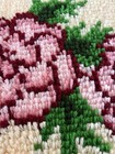 Vintage Hand Hooked Floral Rug 21x28 Pink Roses Black Border Free Ship
