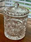 Set Of Two Vintage Jars- 1 Crystal And 1 Lilly Of The Valley Flower Embossed Jar