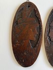 Antique Vtg Flemish Art Co Wooden Native American Indian Man   Lady Plaques 5x10