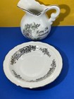 Vtg 25th Anniversary Wishes Mini Pitcher   Bowl Set 1983 Enesco Japan Silver Trm