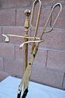 Vintage Brass Mid Century Modern Fireplace Set