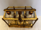 Vintage Tantalus Decanter Set Mid Century Modern Bar Caddy Liquor Glass Bottles