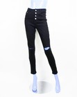 Shein High Waist Black Ripped Skinny Stretch Jeans S 4 6 Button Fly Pants Destro