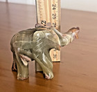 Marbled Onyx Elephant Statue Hand Carved Green And Brown Swirled Pattern