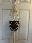 Nwt Macrame Plant Hanger 36    White Cotton Cord Wood Bead  W  Container  Ashland