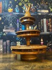 Vintage 3 Tier Carved Wooden Monkey Pod Hawaiian Pineapple Lazy Susan Server