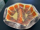 Vintage Usa  1005 Colourful 4 Footed Ceramic 6 Sided Ashtray 9 1 2  X 2  Deep