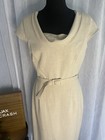 Calvin Klein Beige Cowl Neck Belted Sheath Knee-length Dress Size 6