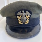 Wwii U s  Naval Aviation Officer s Forest Green Service Hat   Vintage Military