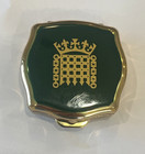 Stratton Of London England Gold Tone Mini Pill Box Dark Green Enamel W crest Nib