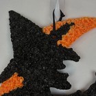 Vintage Melted Plastic Popcorn Halloween Decoration Witch Orange Moon Black