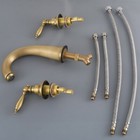 Antique Brass Bathroom Faucet Widespread Three Holes two Handles Cold hot Ean076