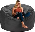 3ft Bean Bag Chair Luxurious Velvet Memory Foam Plush Sofa For Adults Grey