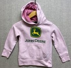 John Deere Girls Pink Pullover Long Sleeve Hoodie Size M  5-6 