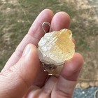 Handmade Natural Raw Citrine Crystal Stone Wire Wrapped Pendant  