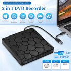 External Dvd Rw Drive Usb 3 0 Type C 2 In 1 Interface Slim Dvd Cd Writer Burner 