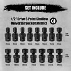 15 Piece 1 2  Drive 6 Point Universal Flex Impact Socket Set  Metric  10mm- 24mm