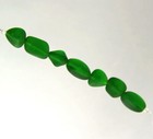Small Oval Nugget Pendant Beads  Shamrock Green W frosted Matte Finish  7 Pieces