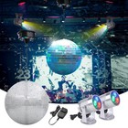 Yescom 12  Disco Ball With Motor And Lights 6rpm Rotator   2pcs Rgb Spotlights