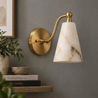 Alabaster Wall Sconce  Brass Vanity Light  Bathroom Wall Light  Natural Stone 