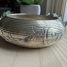 Vtg Bangle Bracelet Size 8 Engraved Carp Fish Silver Tone Metal Incised Asian