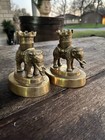 Brass Mottahedeh Elephant Candlestick Holders   Pair